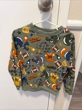 Little sleepies Kids Football Print Sweatshirt - Olive Green, Orange, Navy